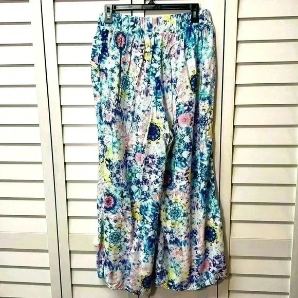 Sleep by Cacique Wide Leg Tie Dye Pants Size 18/20 Inseam 27” 100% Rayon - Picture 6 of 8